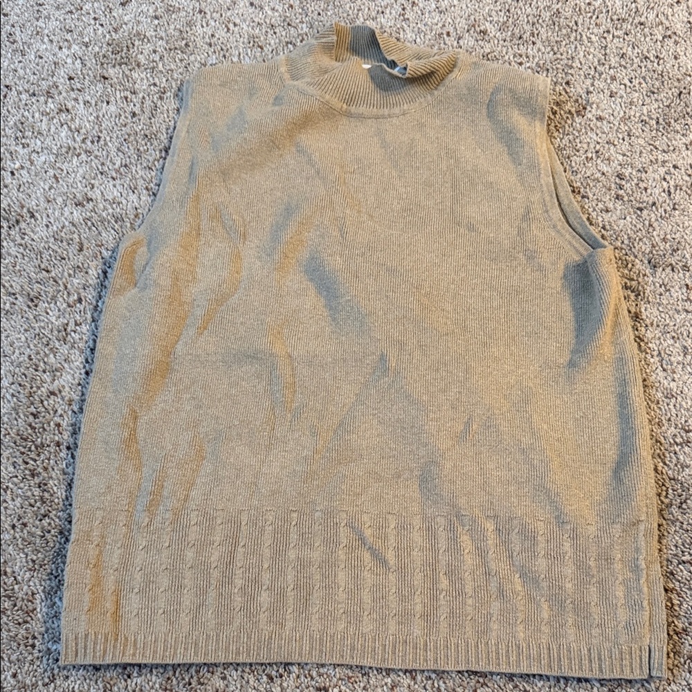 Liz Claiborne Sleeveless Turtleneck Sweater Vest - Beige